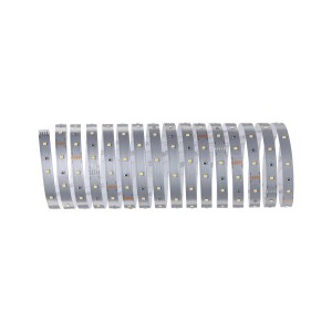 Aufgerollter Paulmann MaxLED 250 LED-Streifen, 5 m, warmweiß, silber.
