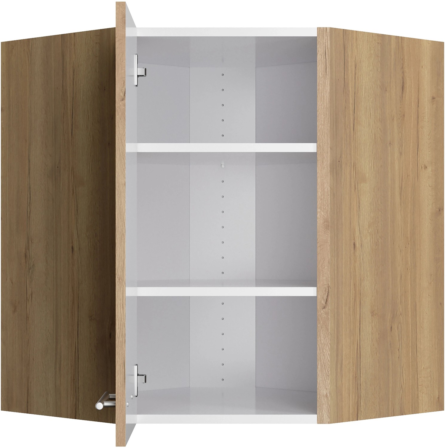 Optifit Eckoberschrank Erik290 in Wildeiche, 60/60x70,4x34,9 cm, mit zwei Einlegeböden.