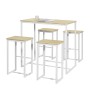 SoBuy Esstisch mit 4 Barhockern, Holz/Metall, natur/weiß. Essgruppe für Küche oder Bar.