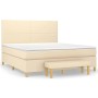 Cremefarbenes vidaXL Boxspringbett (180x200 cm) mit Matratze und Bank.