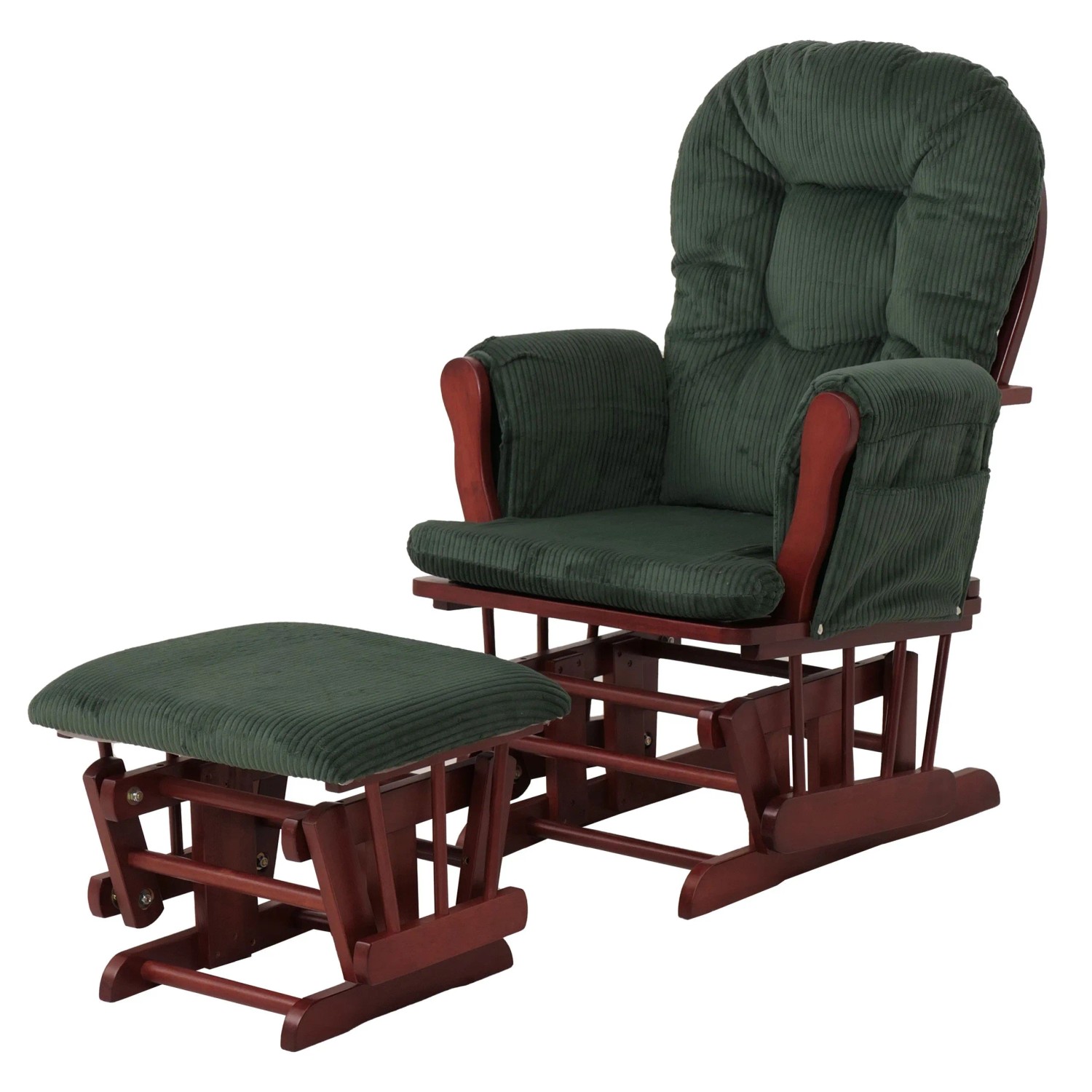 Mcw Relaxsessel C76 Mit Hocker Stoff Cord Öko-Tex Grün Gestell Dunkel