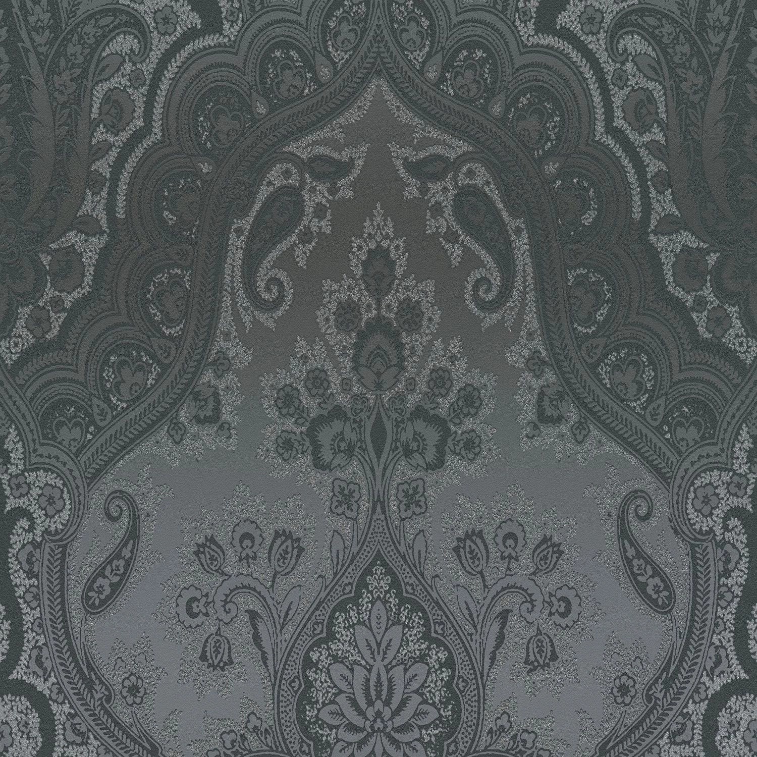 PROFHOME 387085-GU Barock Tapete Paisley glitzernd Schwarz Grau Gold 0,53 m günstig online kaufen