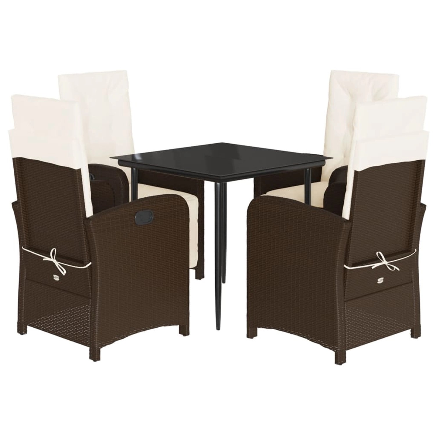 vidaXL 5-Tlg Garten-Essgruppe mit Kissen Braun Poly Rattan 3212543 günstig online kaufen