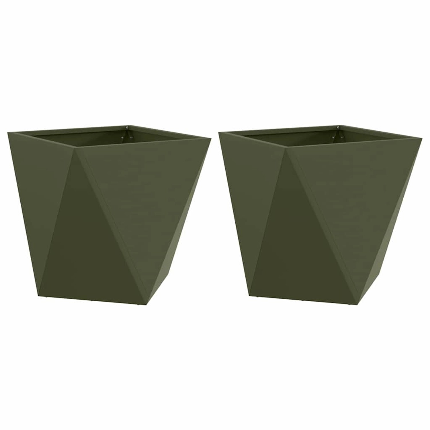 vidaXL Pflanzkübel 2 Stk Olive Grün 40 x 40 x 40 cm Stahl 883829 günstig online kaufen
