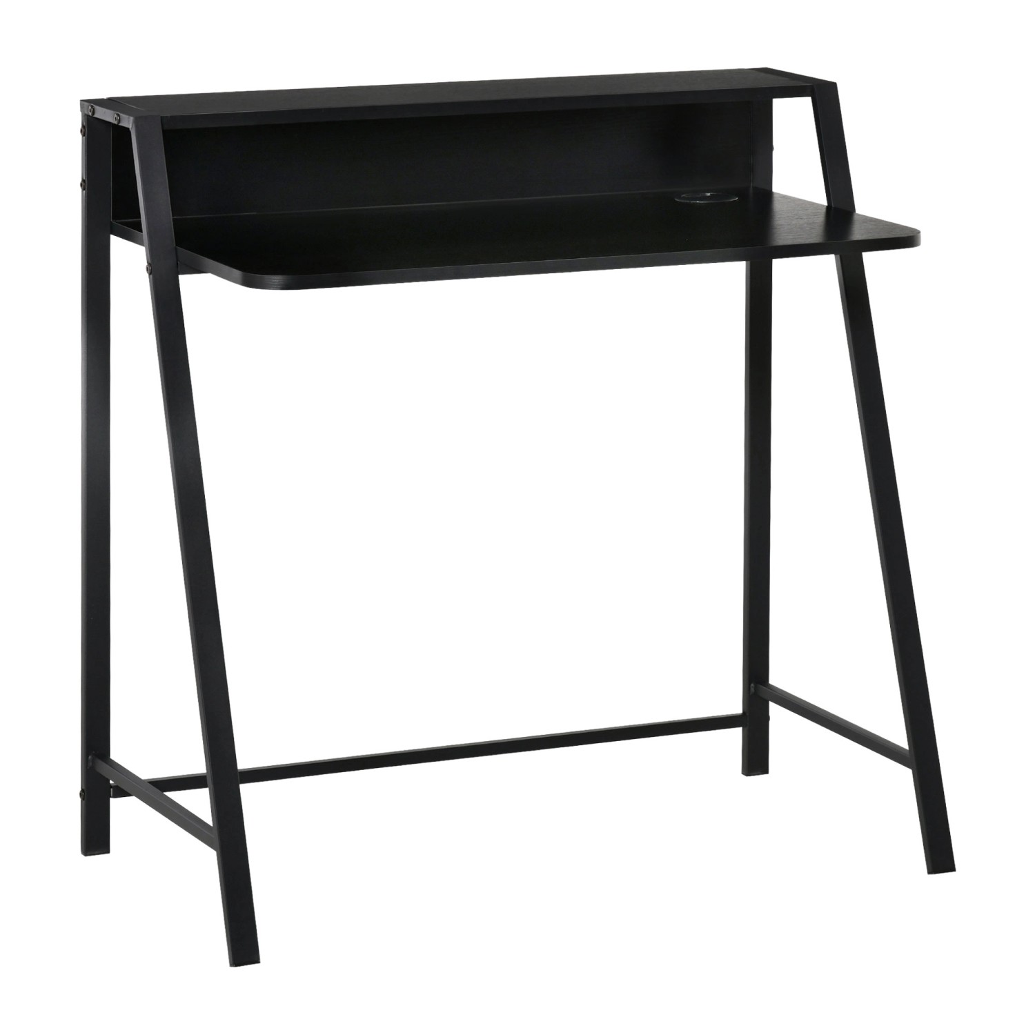 HOMCOM Schreibtisch mit Ablagefach Kabeldurchlass Metall Schwarz 84 x 45 x günstig online kaufen