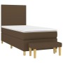 Boxspringbett dunkelbraun 90x200 cm mit Matratze und Bank.