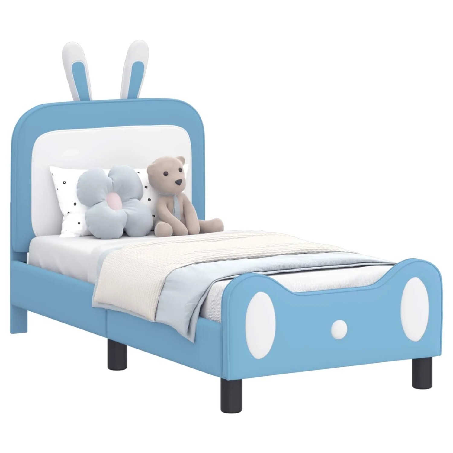 vidaXL Kinderbettgestell mit Kopfteil Blau 70 x 140 cm PU 42011085 günstig online kaufen