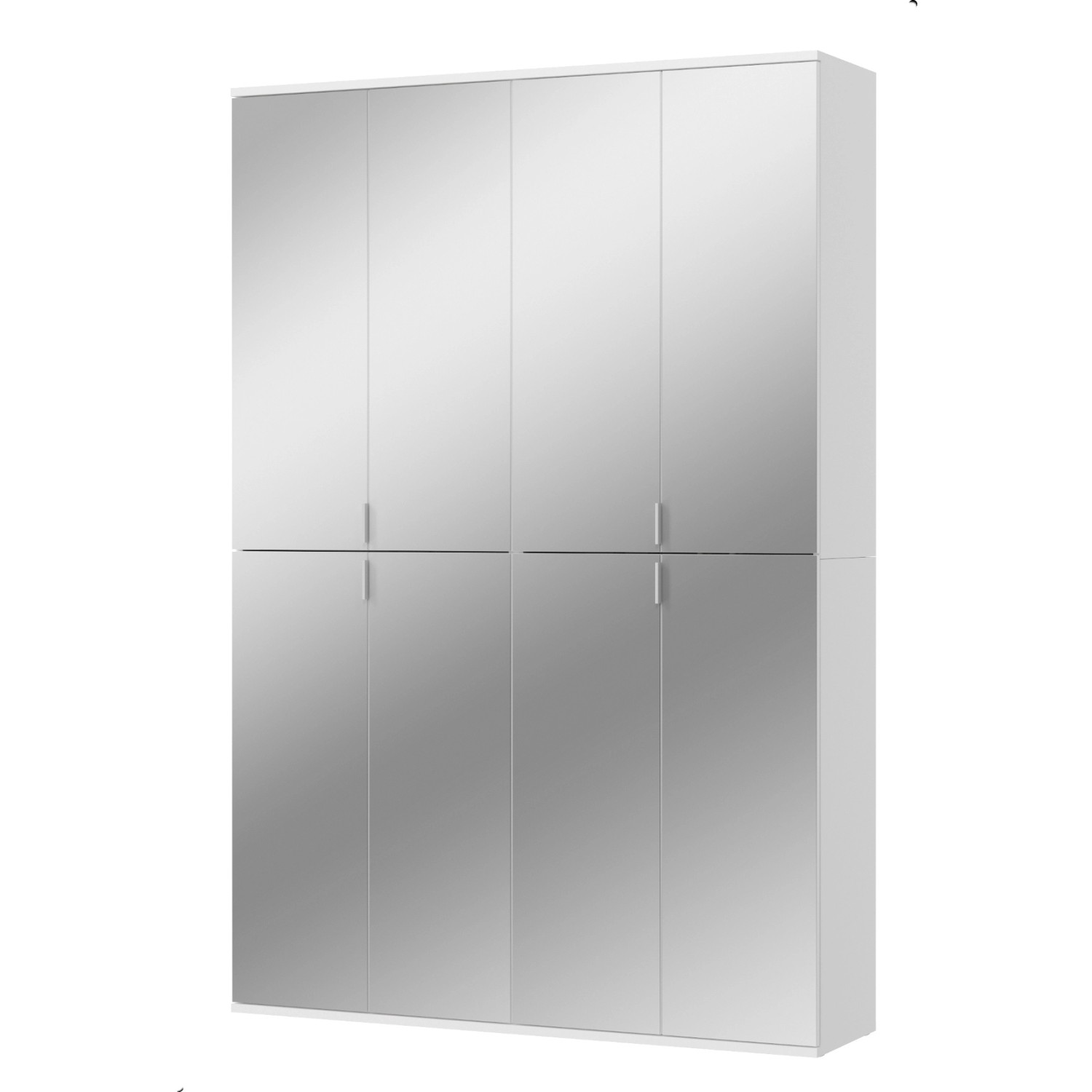 Inn.Furn Schuhschrank Weiß 122 cm mit 8 Spiegeltüren SystemX günstig online kaufen