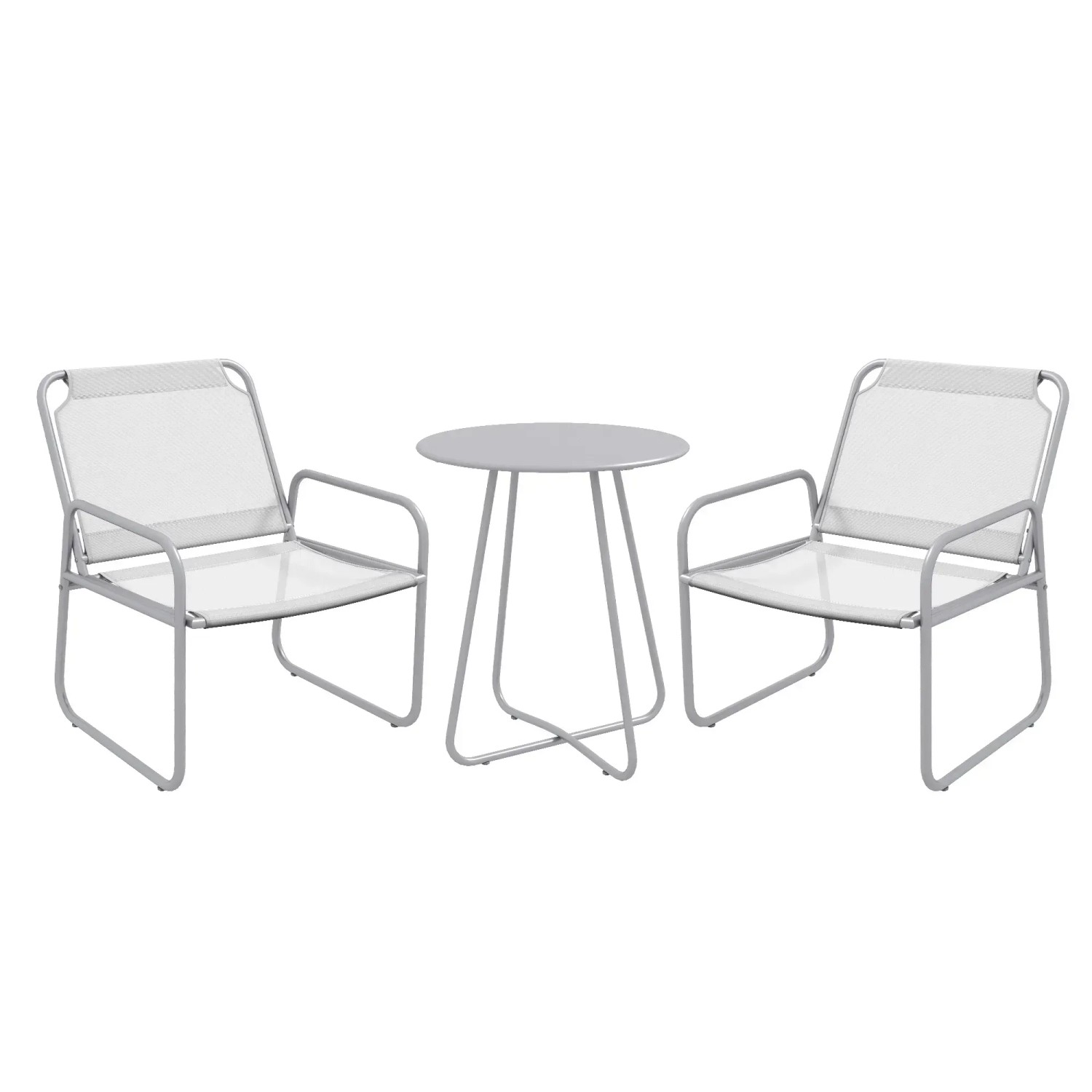 Outsunny Outdoor Bistro Set Stahl Mesh Grau 63L x 57B x 82H cm günstig online kaufen