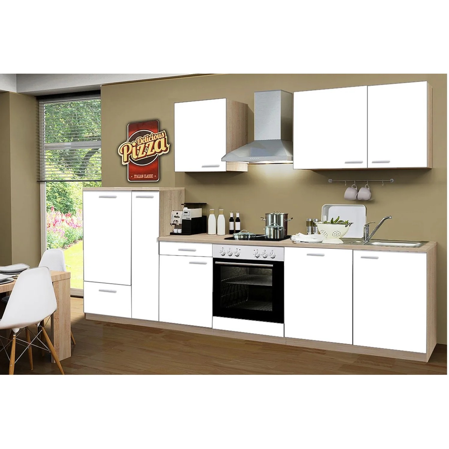 Menke Küchen Küchenzeile Classic, Küchenzeile mit E-Geräten, Breite 310 cm