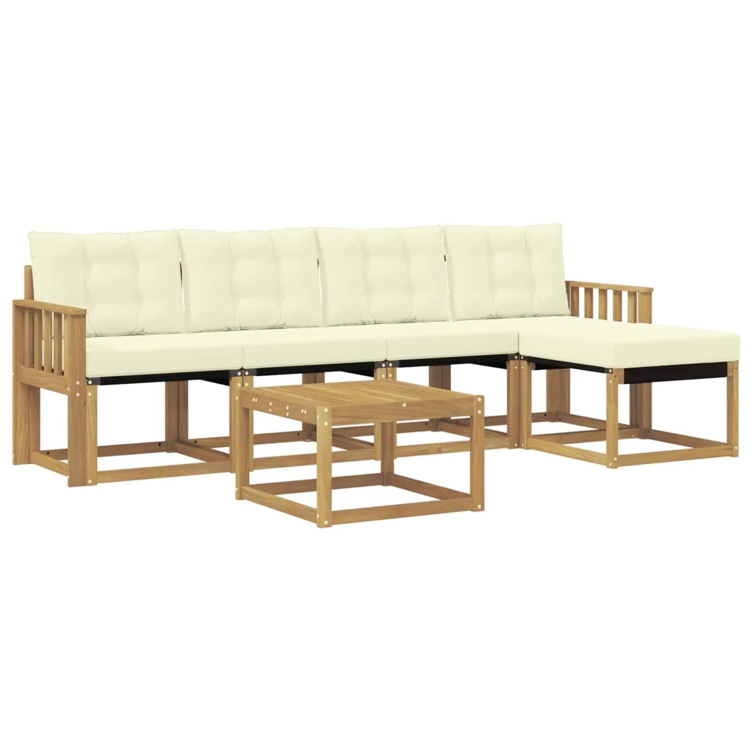 vidaXL Outdoor-Sofagarnitur mit Kissen 6-Tlg Weiß und Creme 3389400