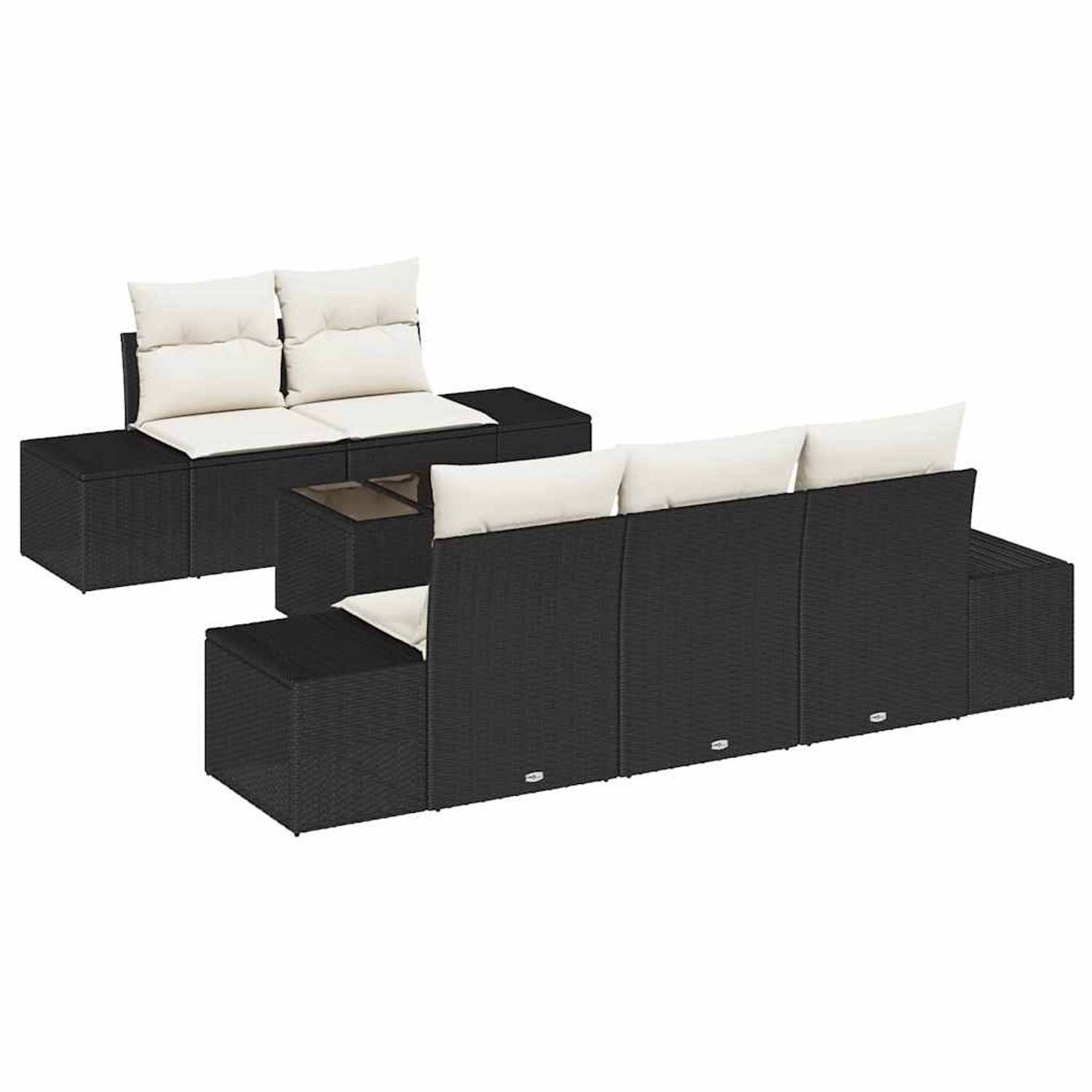vidaXL Garten-Sofa-Set 6-Tlg Schwarz Poly Rattan 3346937 günstig online kaufen