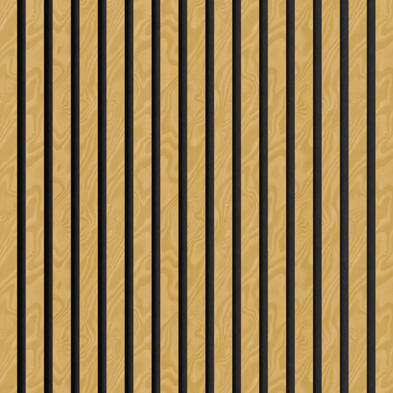 Akustikpaneel Muster Esche Natur geölt, MDF mit schwarzem Filz, 29,5x15cm