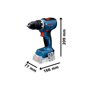 Blauer Bosch Professional Akku-Bohrschrauber GSR 18V-65 mit Maßen 209x166x77mm. Leistungsstarker Bohrschrauber für Heimwerker.
