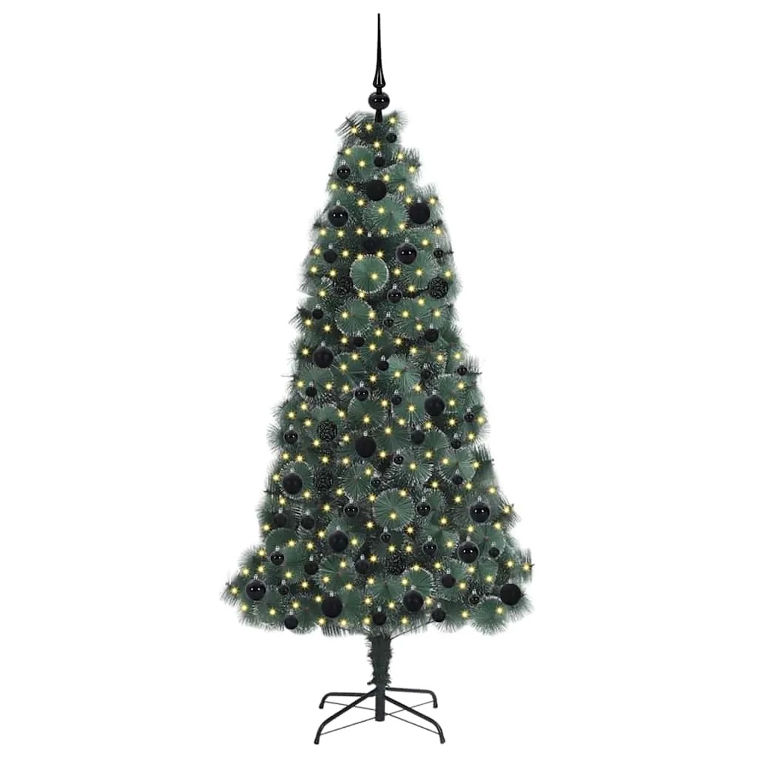 vidaXL Künstlicher Vorbeleuchteter Weihnachtsbaum mit Kugelset 180 cm 3396167