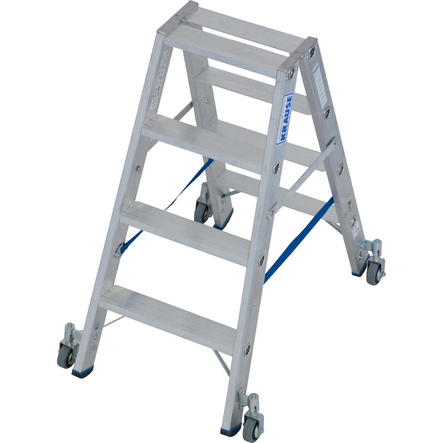 Krause Doppelleiter Stabilo 2 x 4 Stufen Fahrbar 95 cm x 65 cm x 89 cm