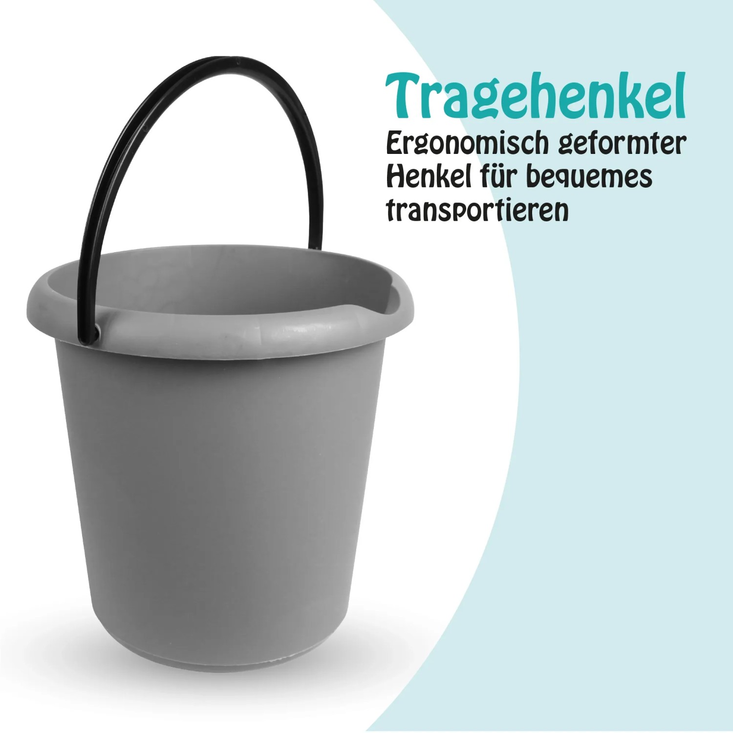 Anthrazitfarbener 5L ProHome Eimer aus Kunststoff mit schwarzem Bügel.