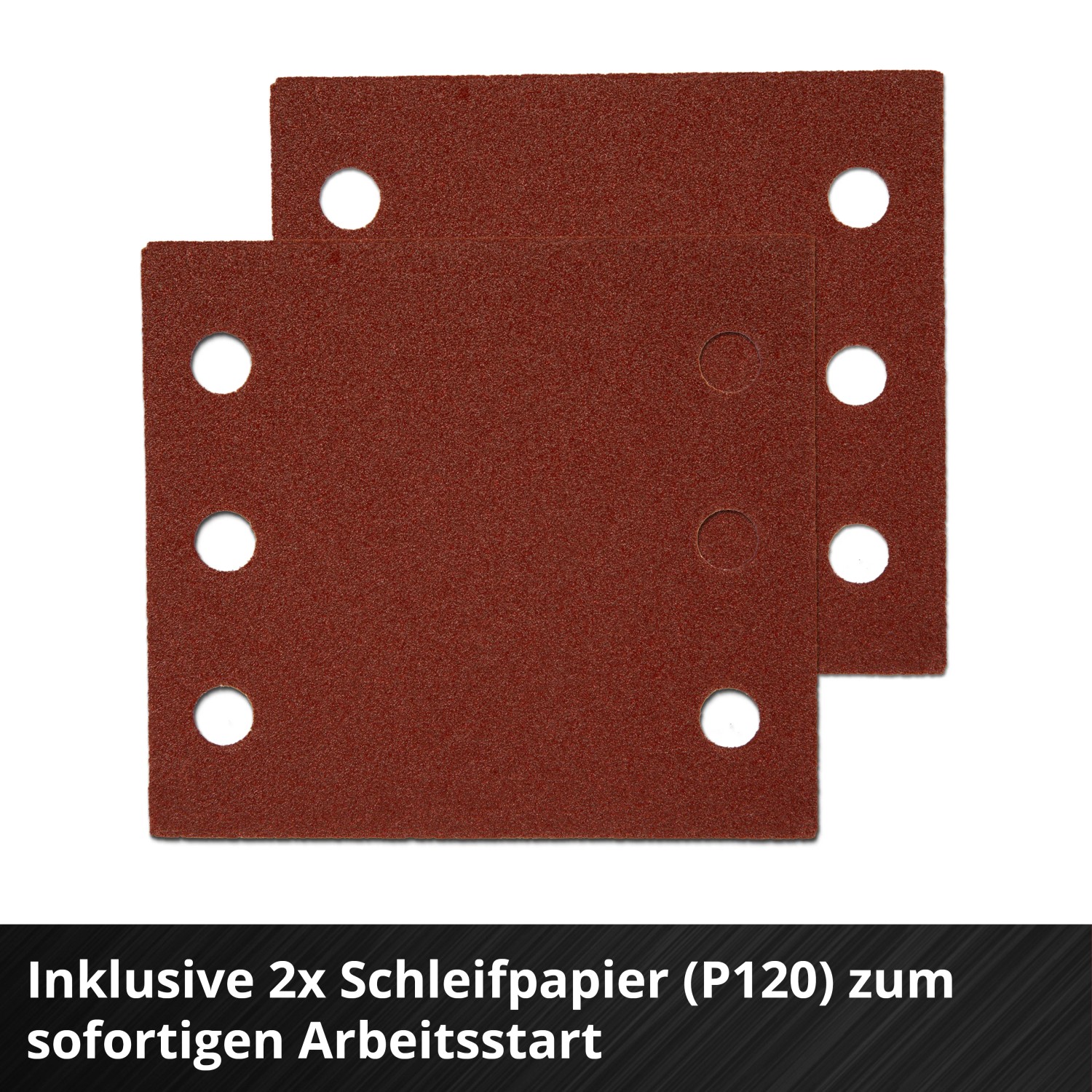 Zwei Blatt Schleifpapier P120 für Einhell Akku-Faustschleifer.