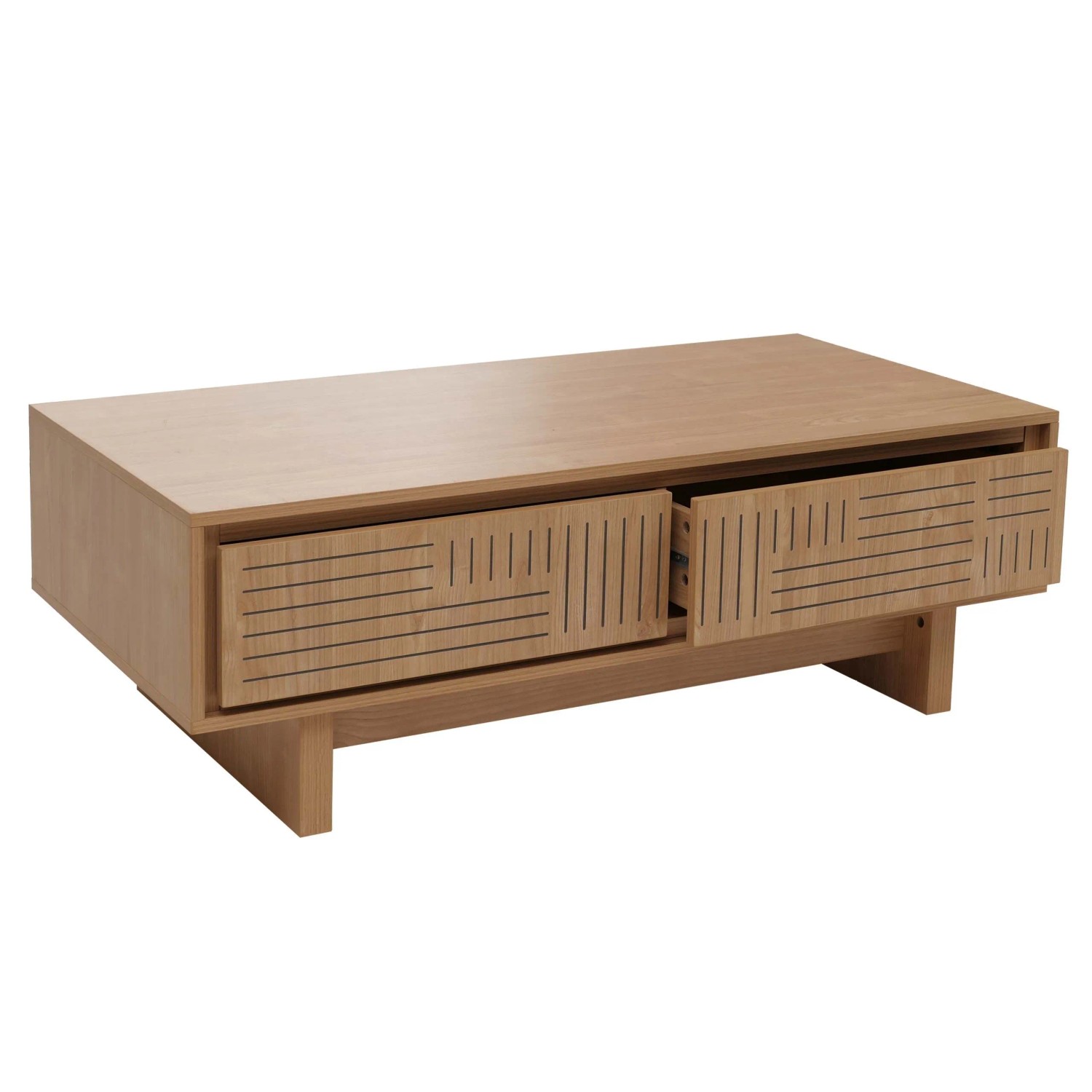 MCW Couchtisch O33 2 Schubladen 2 Fächer Melamin 40x120x60cm Ulme Natur