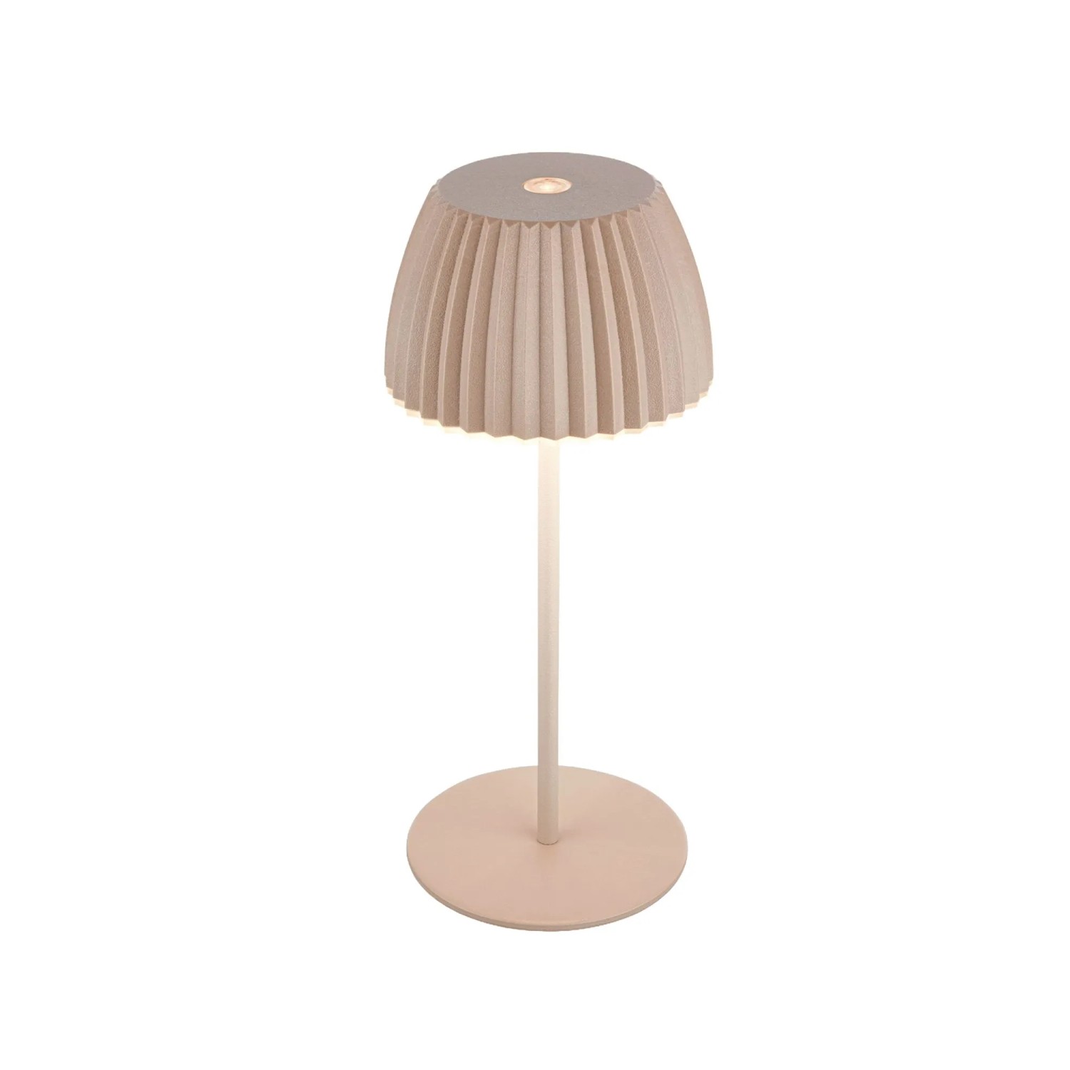 Brilo Akku-Tischleuchte Riffle Mini Touch Dimmbar Ø 8,5 cm x 20 cm Beige