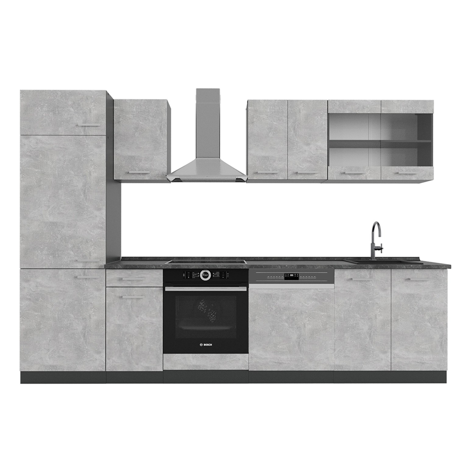 Vicco R-Line Küchenzeile Beton/Anthrazit 300 cm AP Anthrazit günstig online kaufen