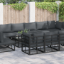 vidaXL Garten-Sofa-Set, 13-teilig, schwarz, Aluminium, mit Tisch und anthrazitfarbenen Kissen.