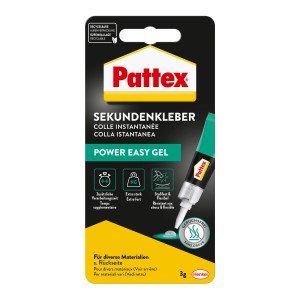 Pattex Sekundenkleber Power Easy Gel, 3g Tube, klar & farblos. Vielseitiger Kleber für schnelle Reparaturen.