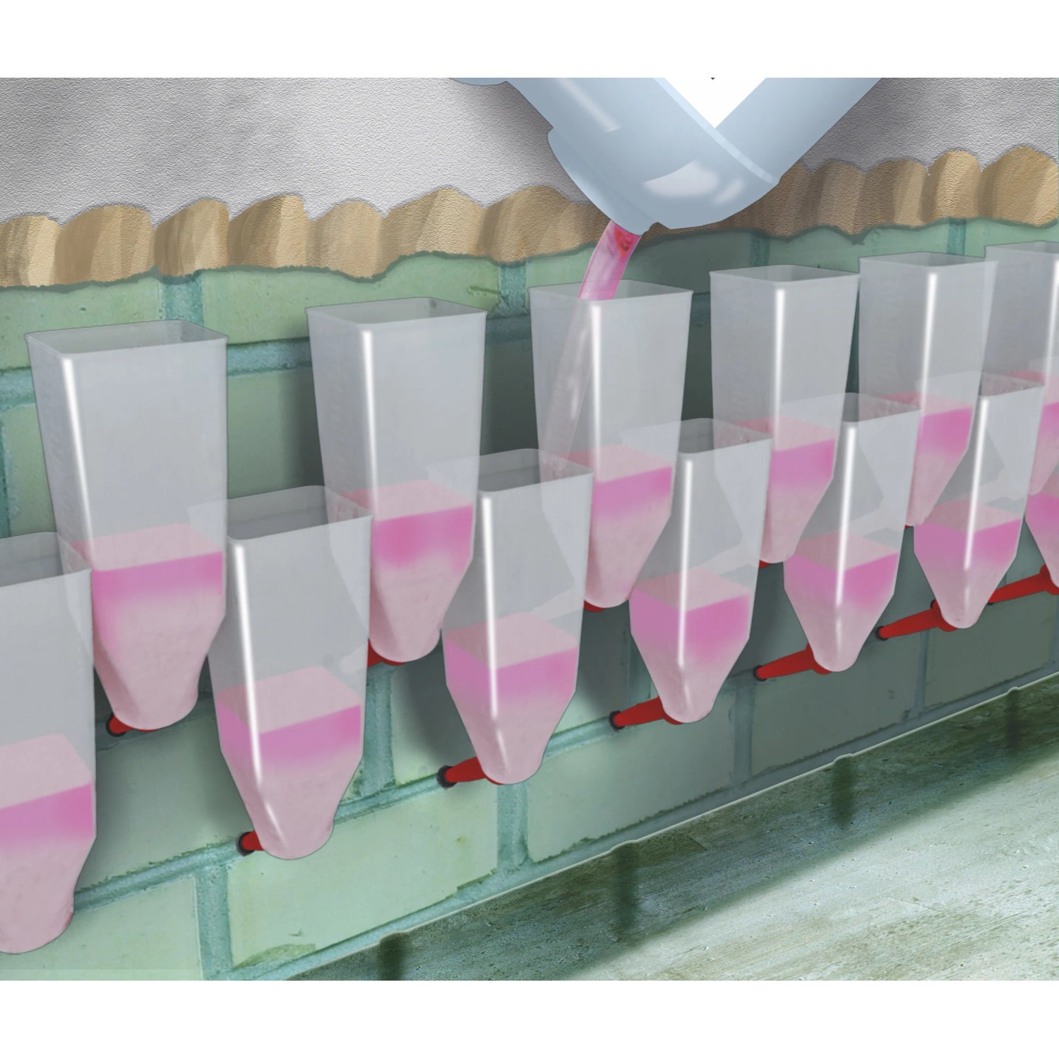 Anwendung von MEM Trockene Wand Bohrlochschlämme zum Verschließen von Bohrlöchern im Mauerwerk.