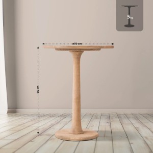 CLP Beistelltisch Farragut Natura aus Holz, rund, 50x66 cm, mit zentralem Fuß. Ideal für Wohnzimmer.