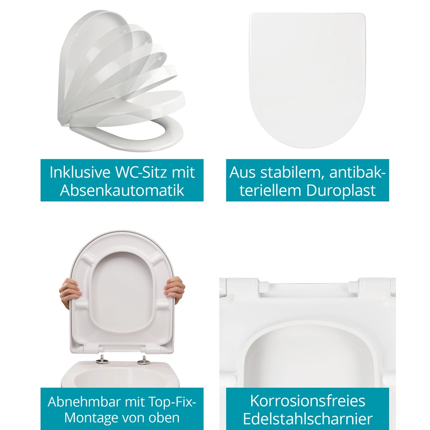 Calmwaters Stand-WC 10 cm Erhöht Flachspüler Abgang Innen Senkrecht Set ...