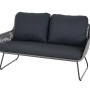 Graues 2-Sitzer Loungesofa Kansas von Siena Garden mit Kissen für Garten oder Terrasse.