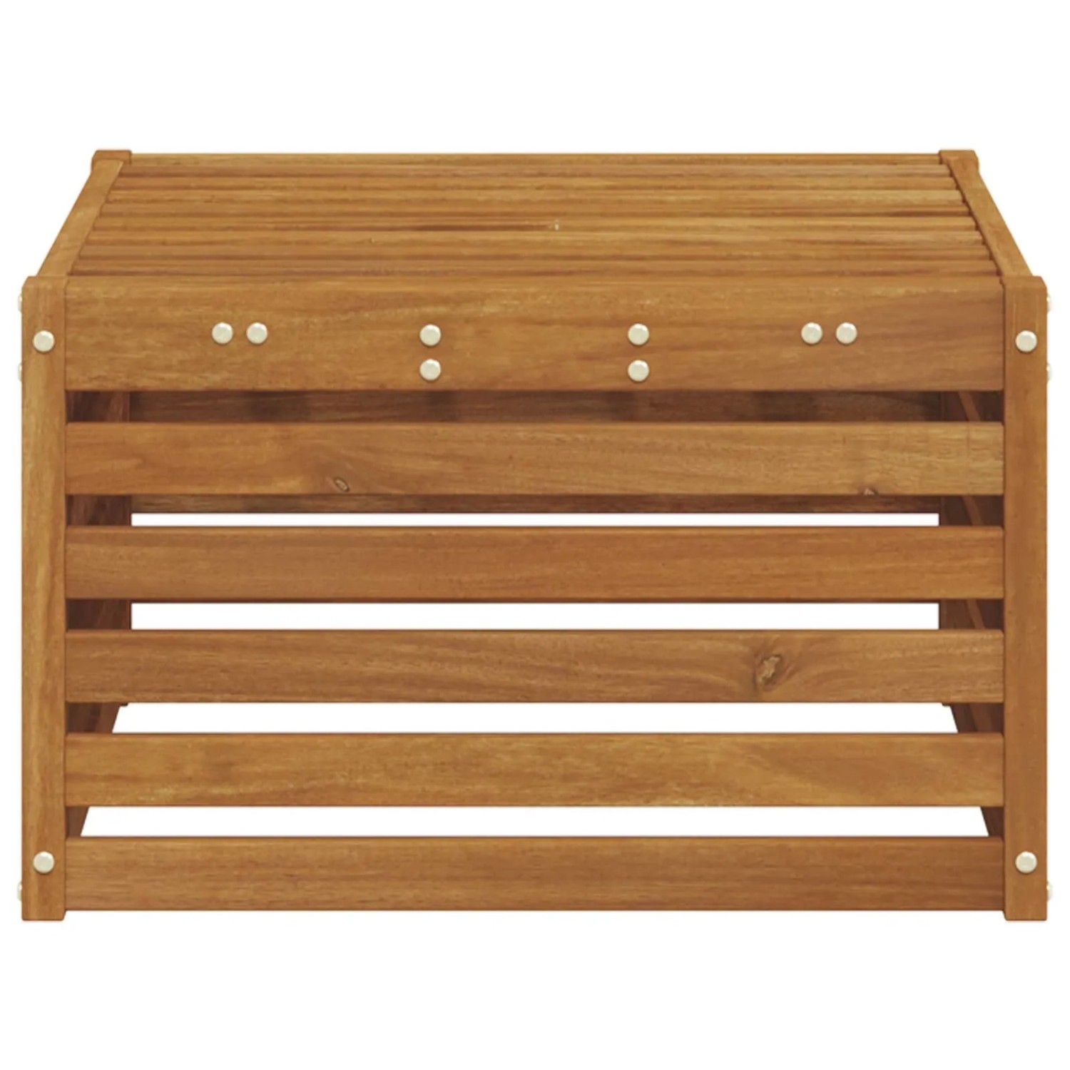 vidaXL Outdoor-Fußhocker aus naturfarbenem Akazien-Massivholz mit Latten-Design für den Garten.