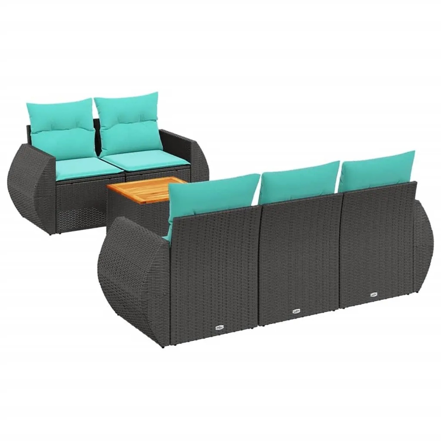 vidaXL 6-Tlg Gartensofa-Set mit Kissen Schwarz Polyrattan 3224888 günstig online kaufen