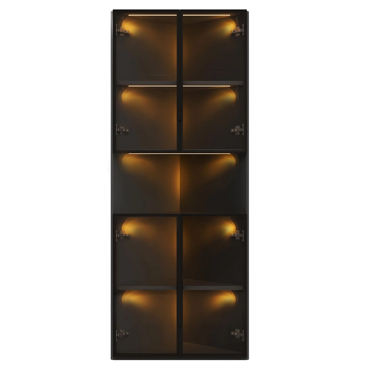 Merax Eckvitrine 62x32x160cm LED Glasfront Schwarz