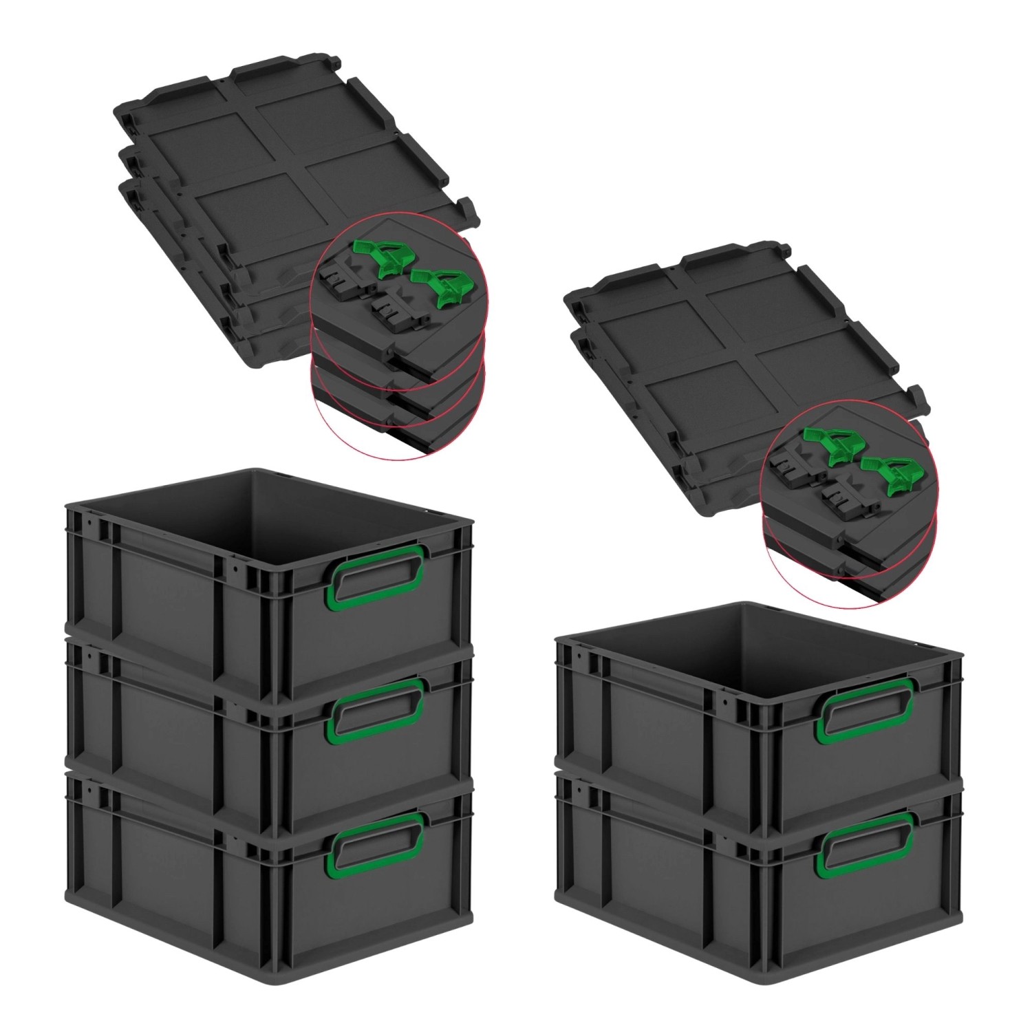 PROREGAL SuperSparSet 5x Eurobox Nextgen Color Mit Scharnierdeckel HxBxT 17 günstig online kaufen