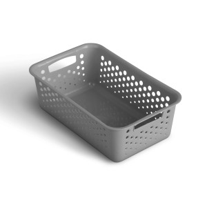 Anthrazitfarbener ProHome Aufbewahrungskorb (2L, 25x16cm) aus Kunststoff für Badaccessoires.