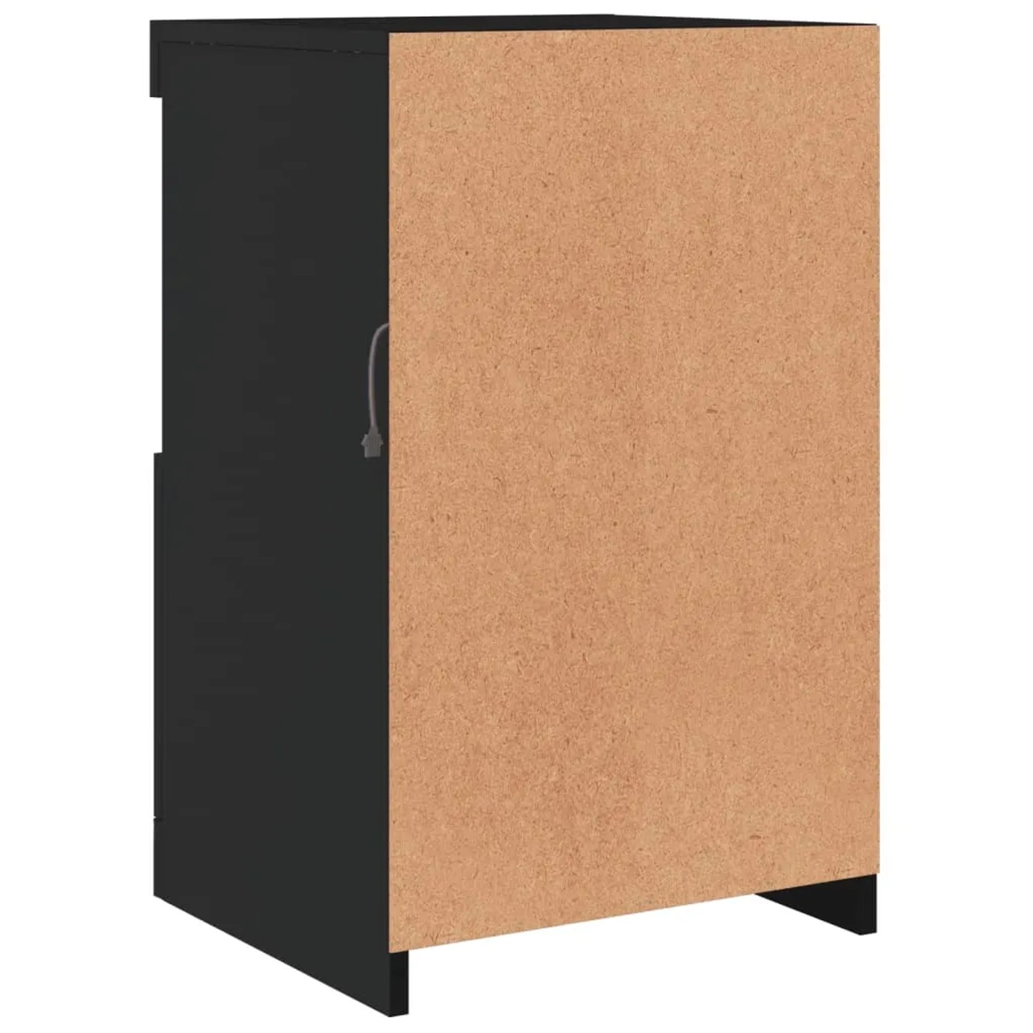 Schwarzer vidaXL Beistellschrank mit LED-Leuchten, Rückansicht.