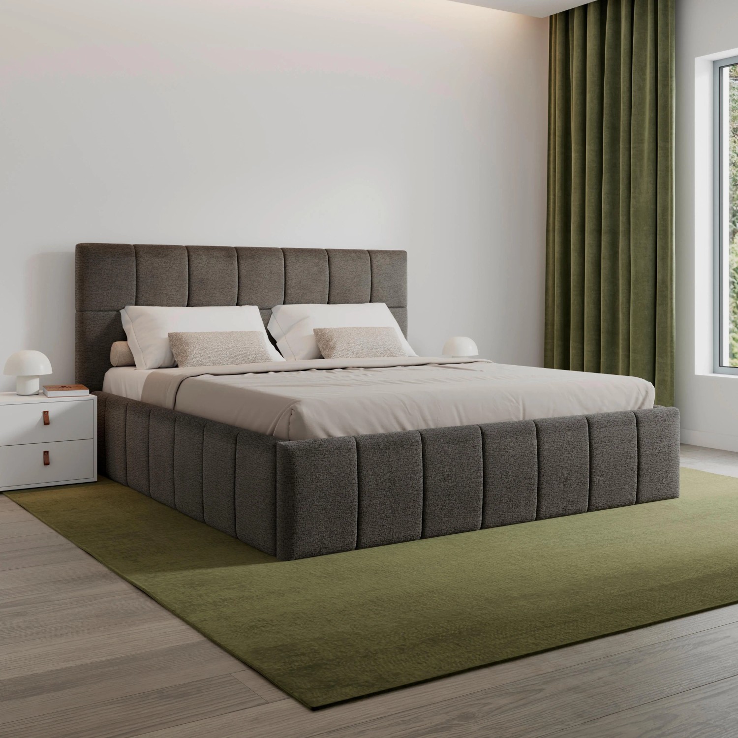 Bessagi Home Polsterbett Kaia Grau ca. 180x200 cm Stauraum