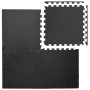 Schwarze eyepower Fitnessmatten, 4er Set, 63x63 cm, mit Anti-Rutsch-Profil und Verzahnung als Bodenschutz.