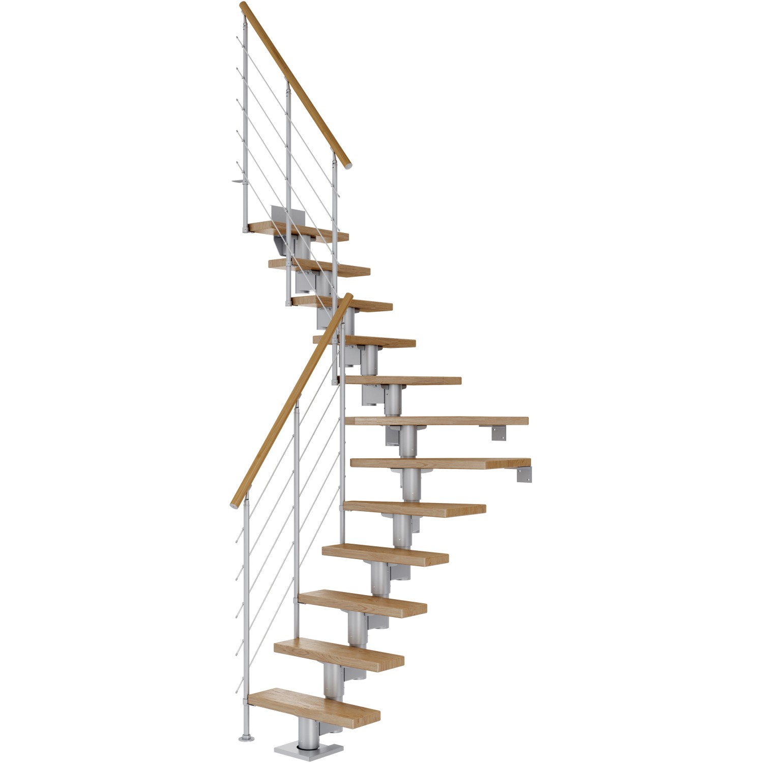 Dolle Mittelholmtreppe Dublin Eiche Perlgrau GH bis 337 cm 1/4 Gewendelt 75 cm