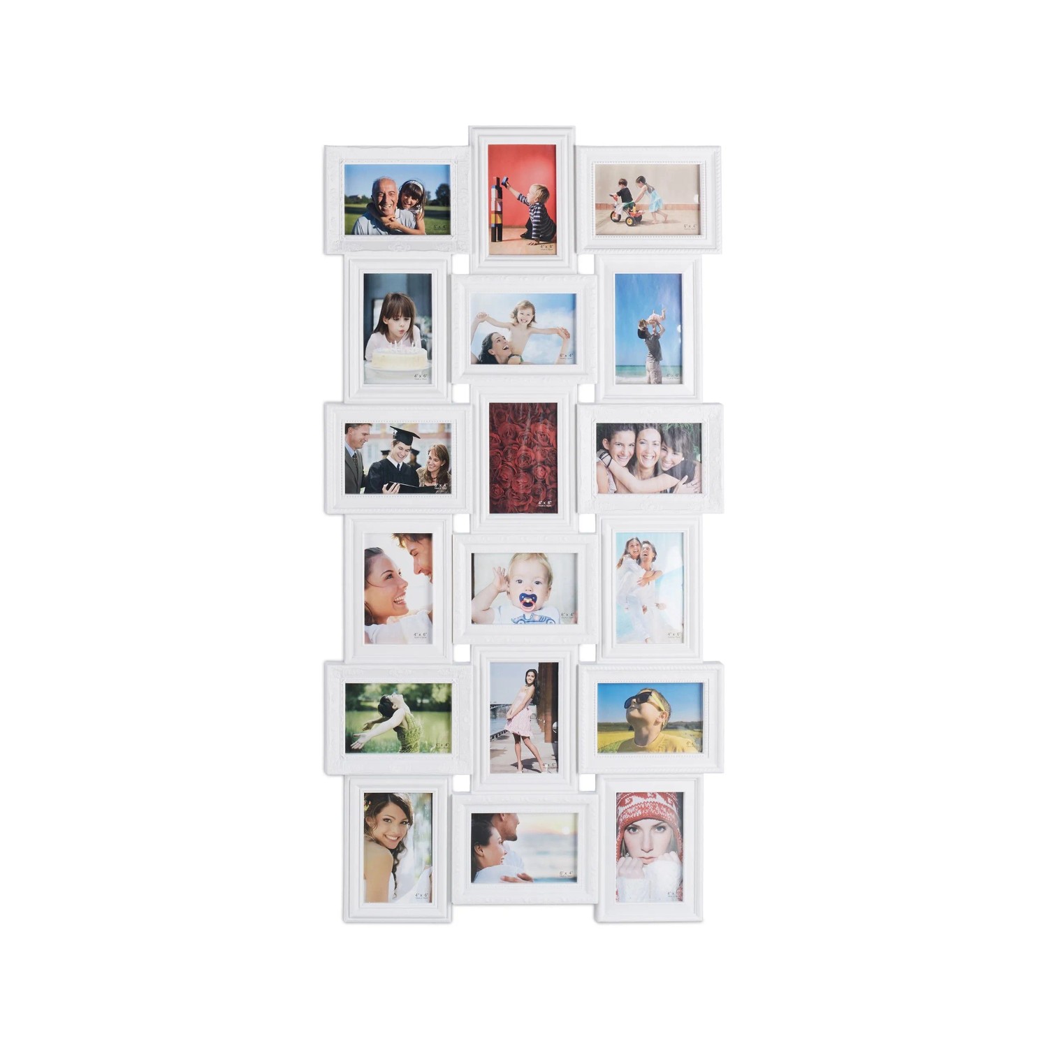 Relaxdays Bilderrahmen Collage Kunststoff MDF Weiß Für 18 Bilder 104 cm x 54 cm x 2,5 cm 1,9 kg
