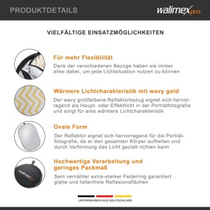 Walimex Pro 5In1 Faltreflektor Set 168X102X2Cm Reflektor Lichtreflektor Foto