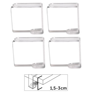 Venilia Tischtuchklammern, 4er-Set aus Kunststoff und Edelstahl zur Fixierung von Tischdecken.