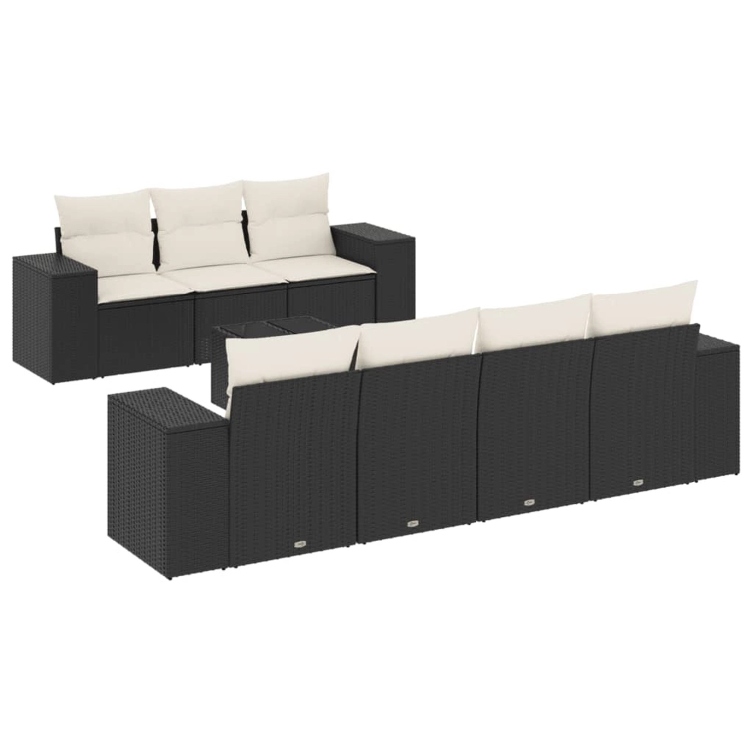 vidaXL 8-Tlg Garten-Sofagarnitur mit Kissen Schwarz Poly Rattan 3254663 günstig online kaufen