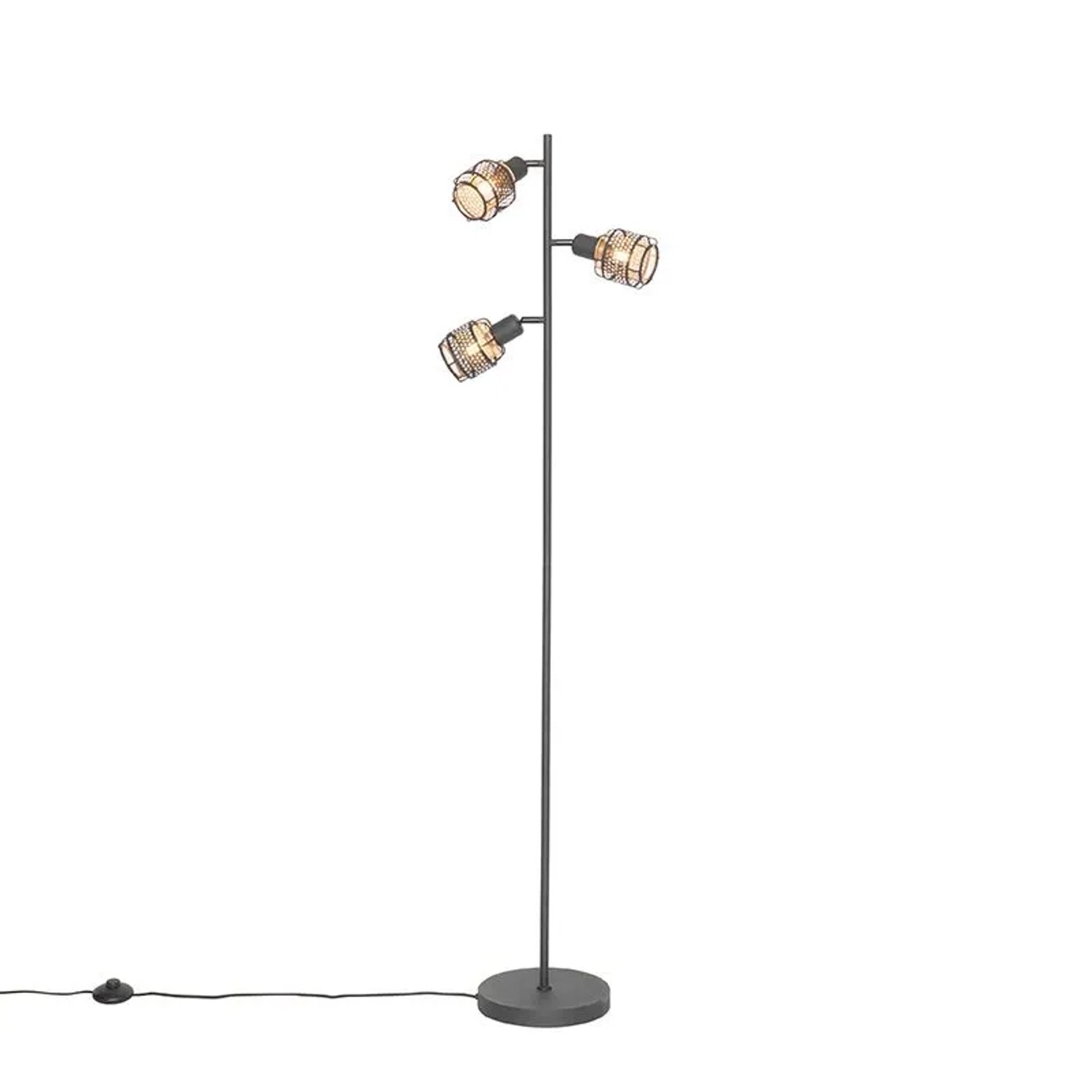 QAZQA Design Stehlampe Schwarz mit Gold 3 Flammig Noud