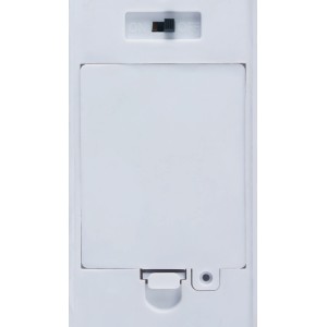 Rückseite des LED-Spiegellichts Wichtel mit Batteriefach und Schalter.
