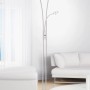 Moderner LED-Deckenfluter Helia aus Stahl, gebürstet. Mit Leseleuchte, höhenverstellbar von 187,5 bis 198 cm.