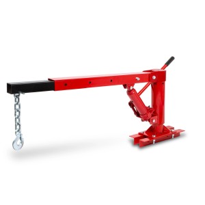 EBERTH Pick Up Kran, rot, mit Kette und Haken, Tragkraft 450 kg, Hubhöhe 35-1330 mm.