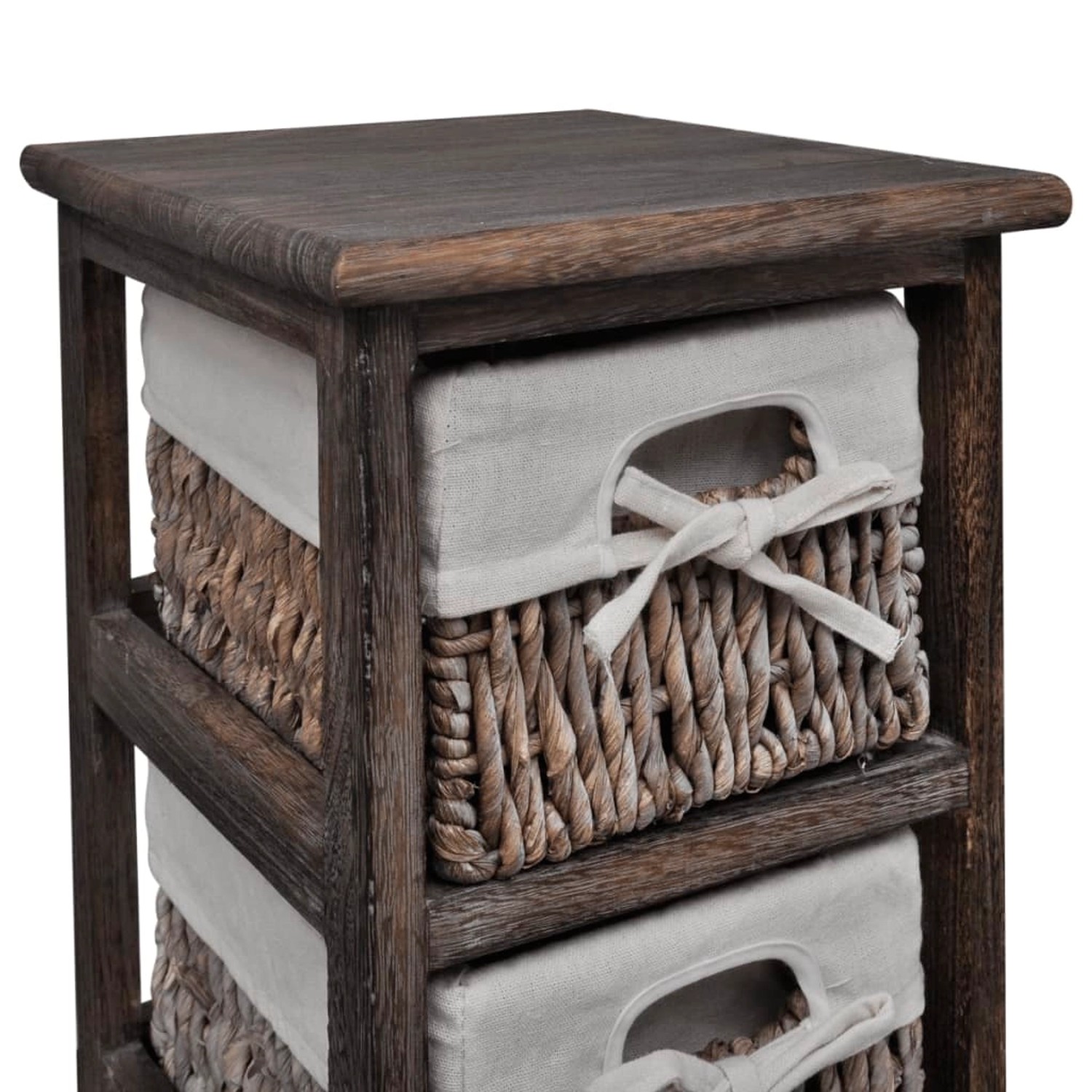 vidaXL Holz-Schränkchen mit 5 Flechtkörben Braun