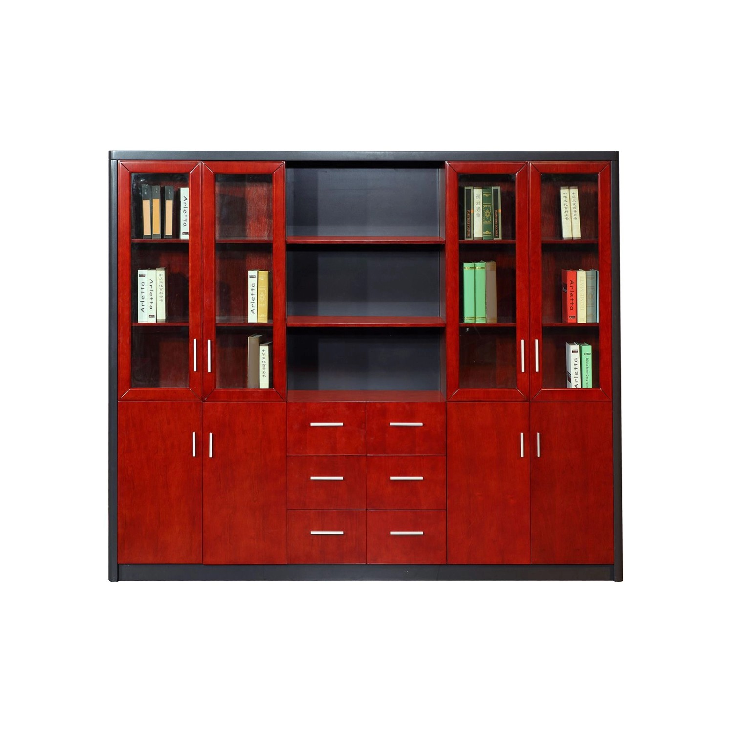 Jet-Line Aktenschrank Bloomfield in Mahagoni-Optik mit Glastüren 200x240x40 günstig online kaufen
